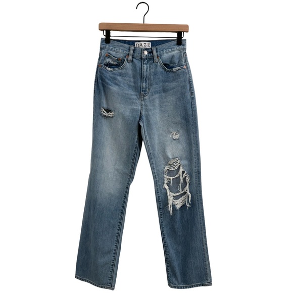 Daze Distressed Straight Leg Jeans - Picture 1 of 8
